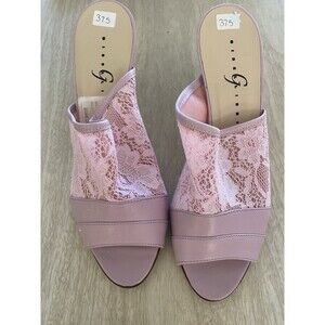 Gibellieri Made In Italy Pink Lace High Heel Sandal Slides Women’s 7.5 EU 37.5